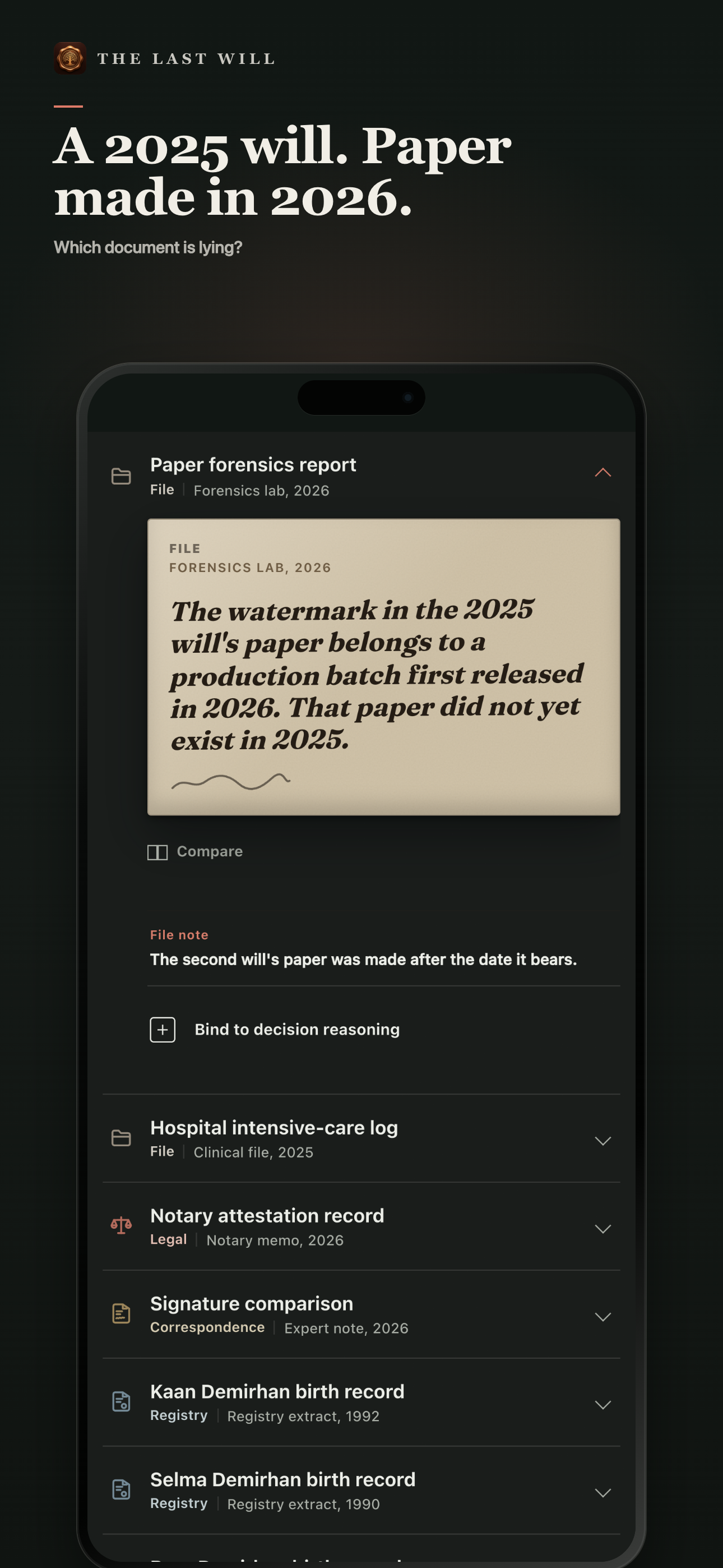 A birth record inside an active inheritance case
